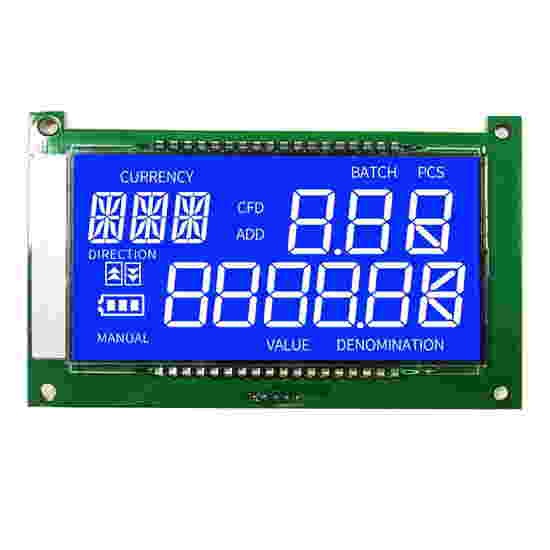 Segment LCD display screen blue background white backlight